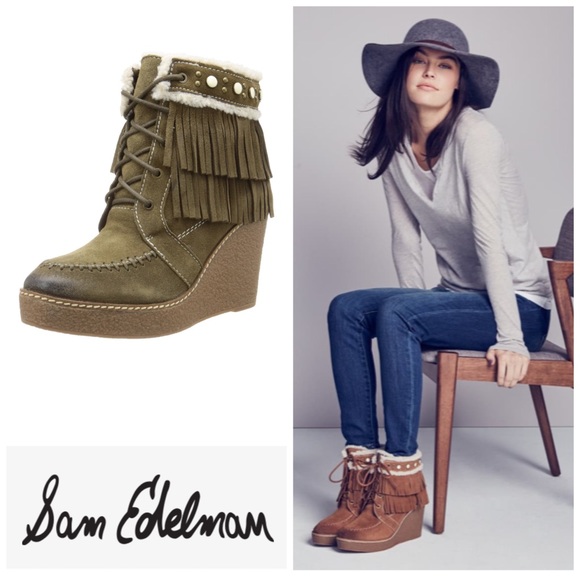 Sam Edelman Kemper bootie faux wedge fringe boho - Picture 1 of 8
